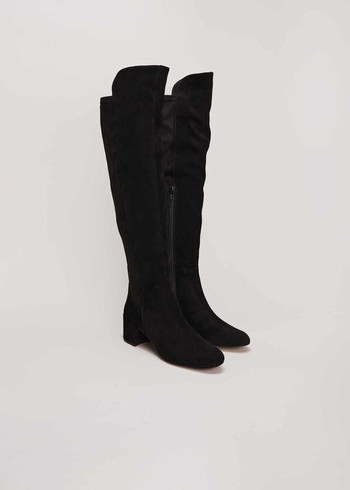 Phase Eight Milly Leather Knee High Boots Black USA | 7921458-FW